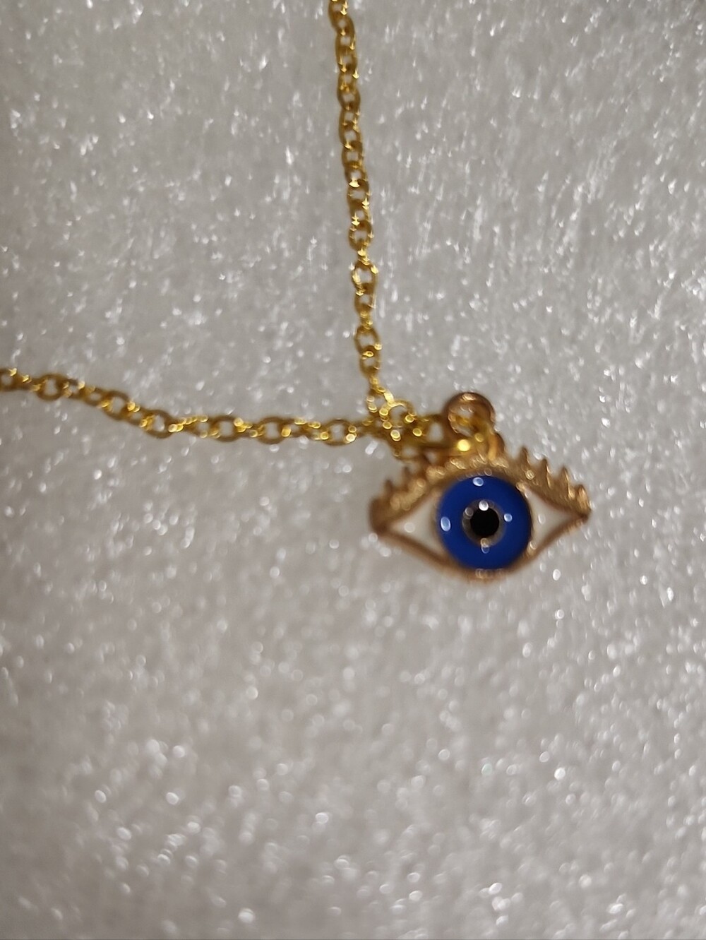 Hand Crafted Gold Bracelet / Anklet with Blue Evil Eye Charm